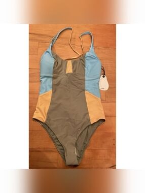 Prana Tulum One Piece Swimsuit Size Medium Sweet Agave Color Block Swim suit